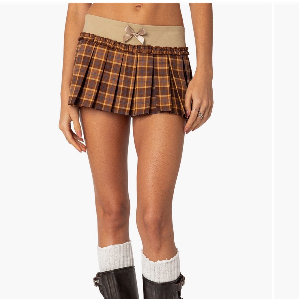 Edikted Tan and Brown Micro Mini Skort